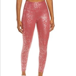 Sweaty Betty Goddess 7/8 Workout Leggings Pink Terrazzo Red High Waist NWT Shine